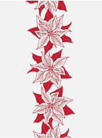 Red and White Poinsettia Linen Tea Towel