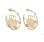 Don't Kill My Vibe Claddagh Heart Strong Hoop Earrings - Gold