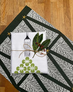 Green Christmas Tree Linen Tea Towel