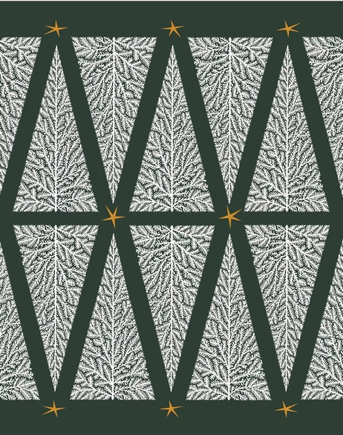 Green Christmas Tree Linen Tea Towel