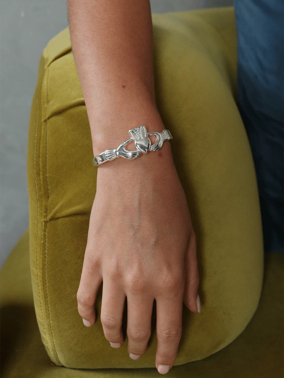 Betty & Biddy Thick Claddagh Bangle- Gold & Silver