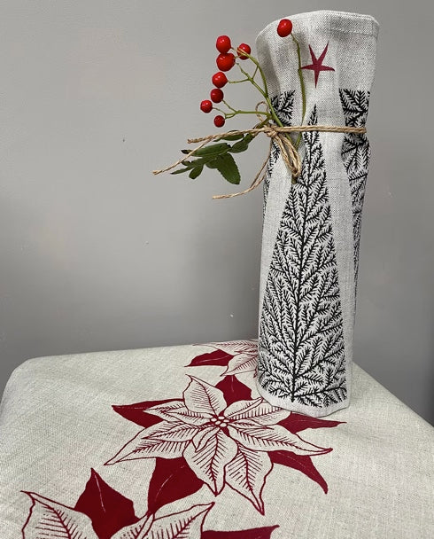 Oatmeal Christmas Tree Linen Tea Towel