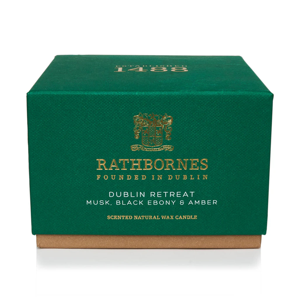 Rathbornes Candle- Dublin Retreat Scented Luxury Candle (Musk, Black Ebony & Amber)