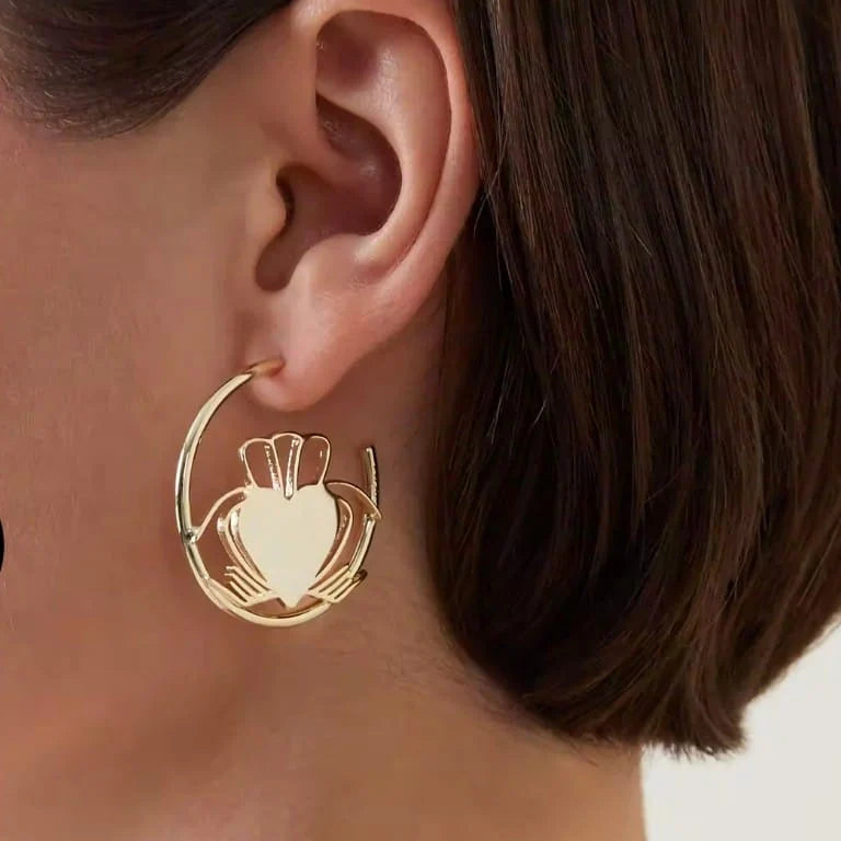 Don't Kill My Vibe Claddagh Heart Strong Hoop Earrings - Gold