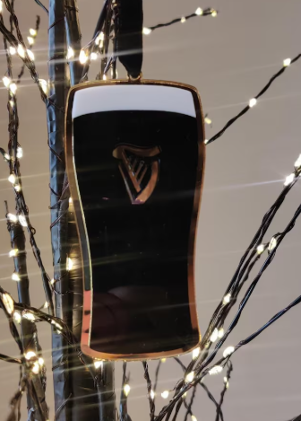Gold Mirrored Guinness Christmas Ornament