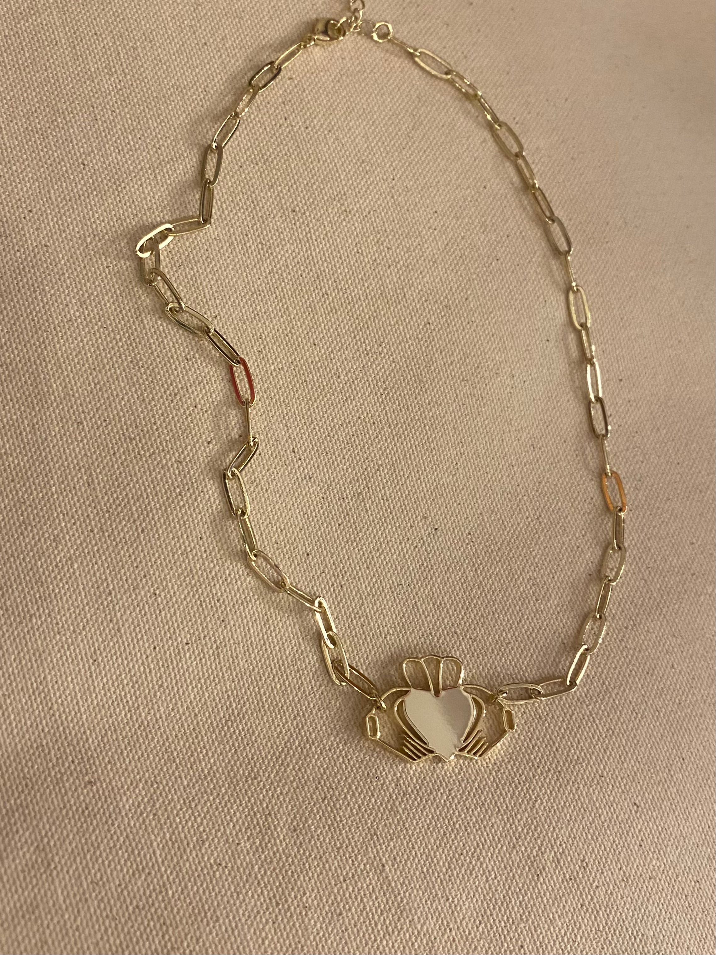 Don't Kill My Vibe Heart Strong Claddagh Paperclip Necklace