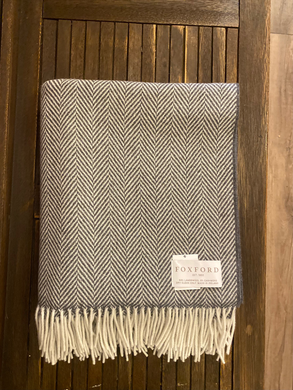 Foxford Belleek Cashmere Throw - Oxford Grey