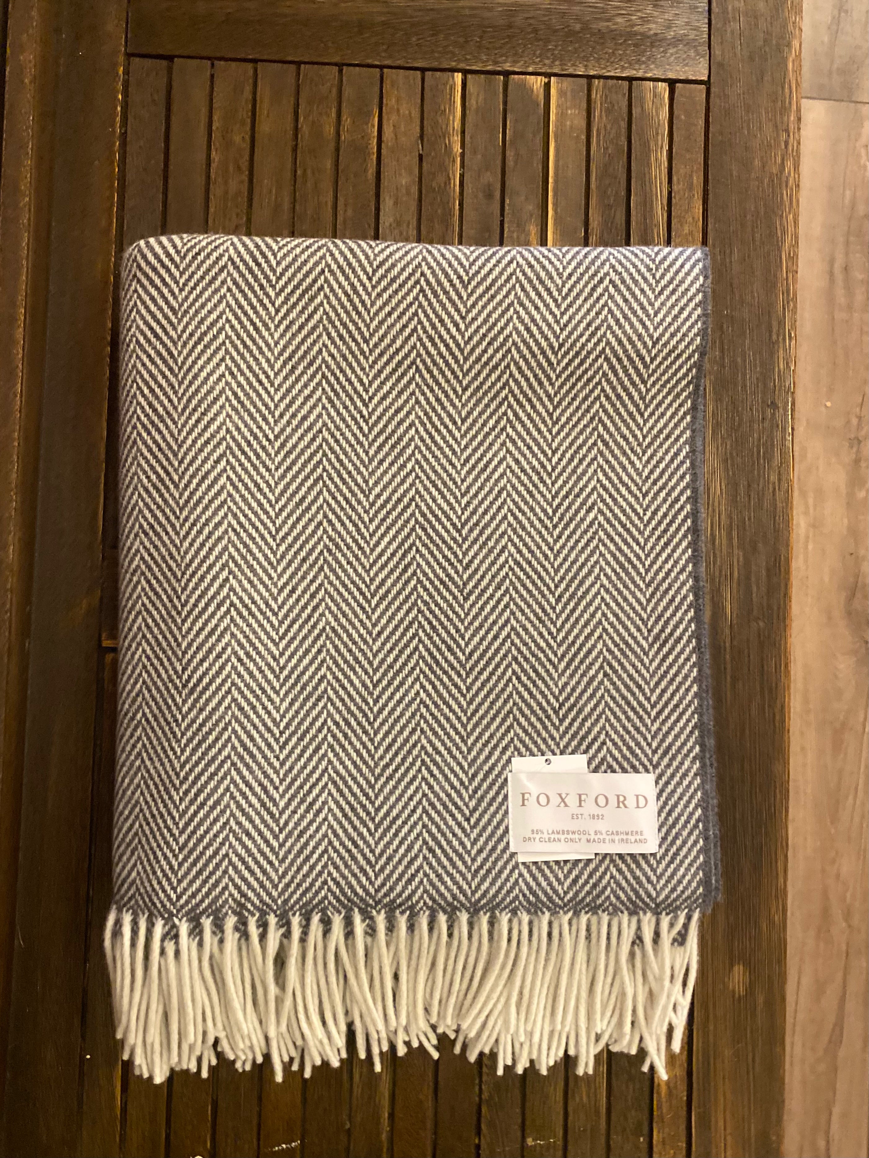 Foxford Belleek Cashmere Throw - Oxford Grey