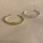 Betty & Biddy Delicate Claddagh Thin Bangle - Silver & Gold