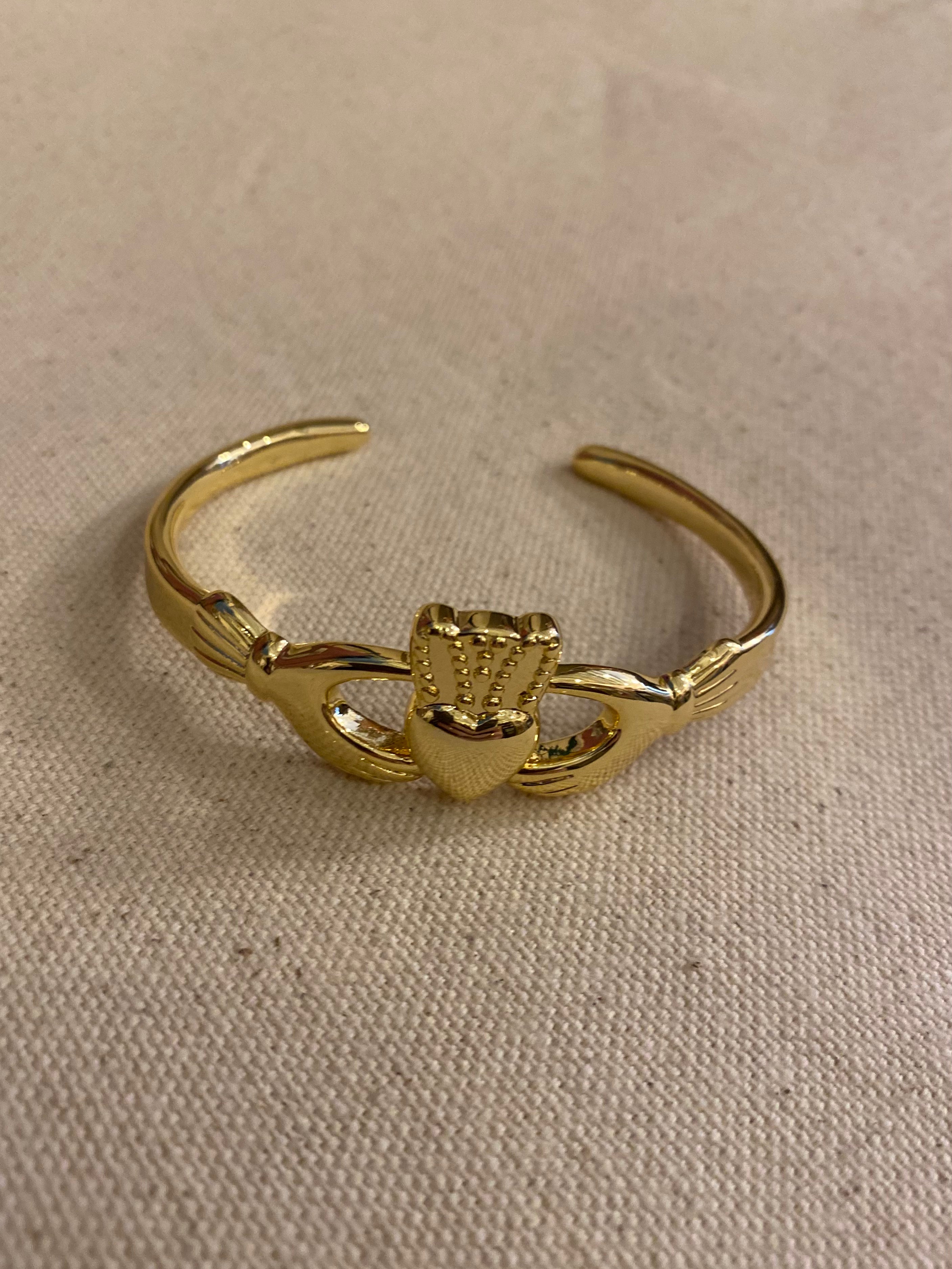 Betty & Biddy Thick Claddagh Bangle- Gold & Silver