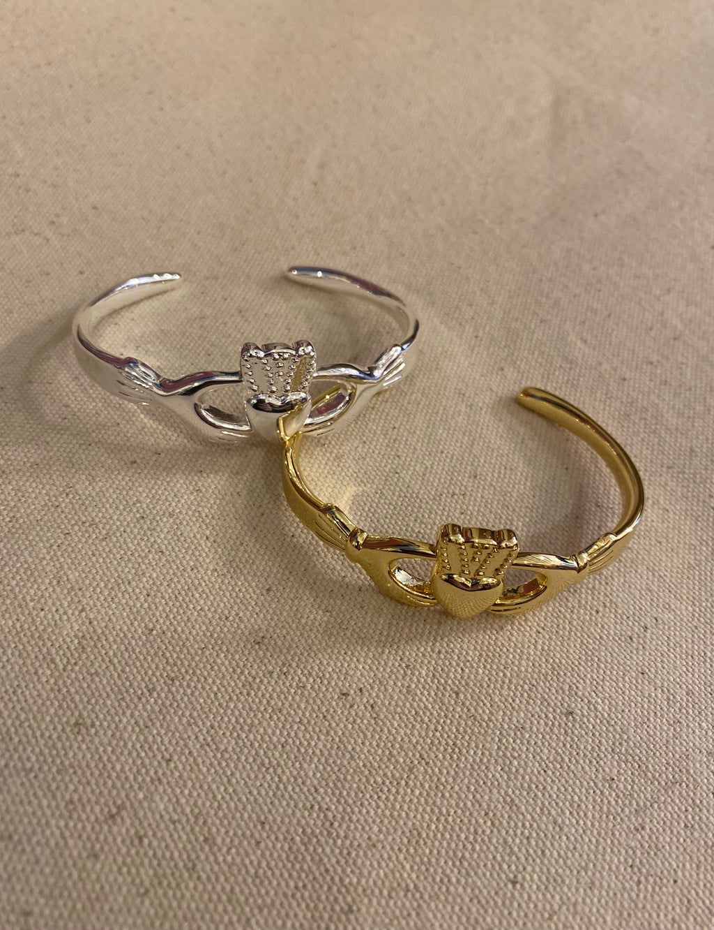 Betty & Biddy Thick Claddagh Bangle- Gold & Silver