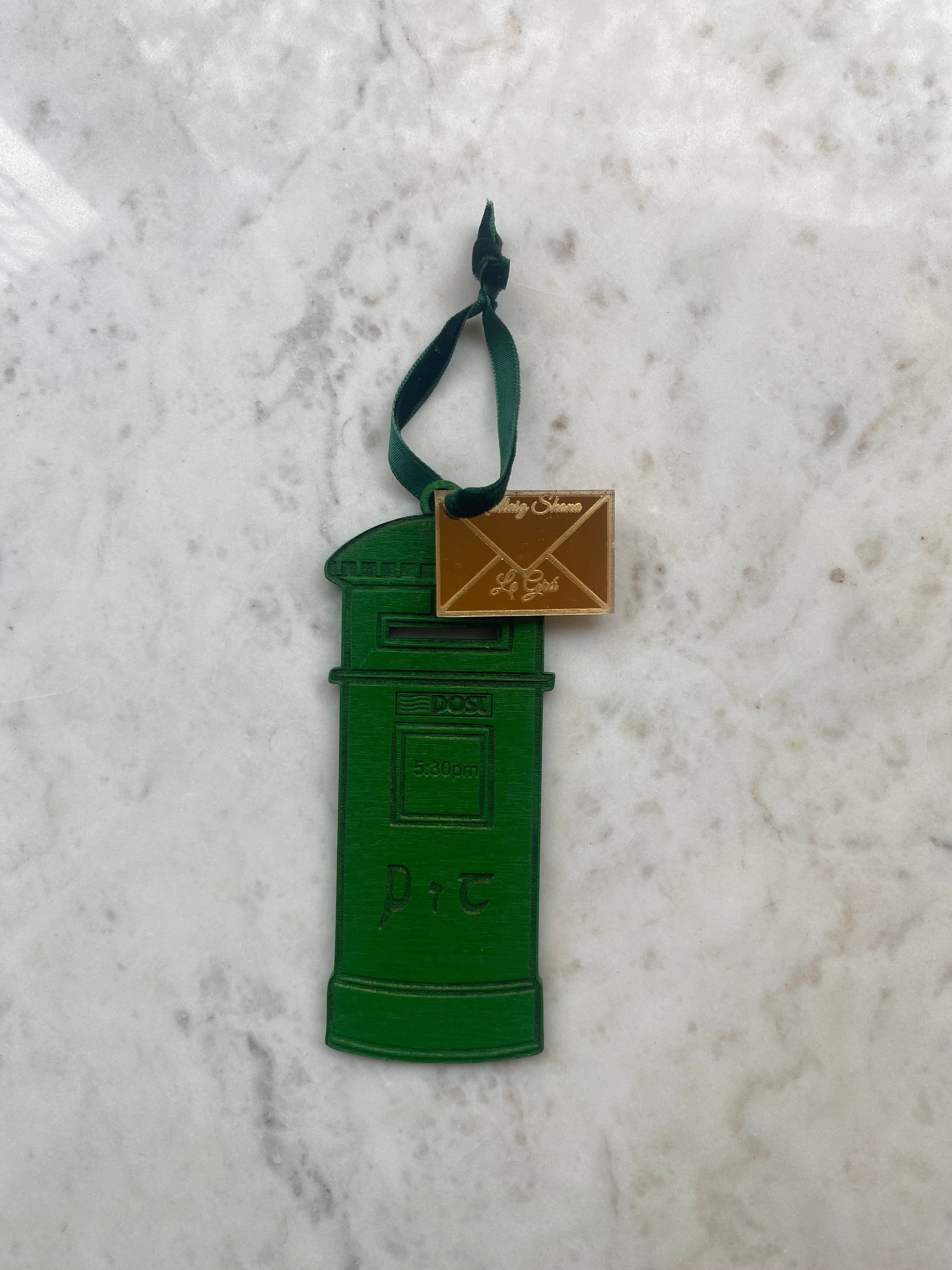 Irish Green Postbox Christmas Ornament