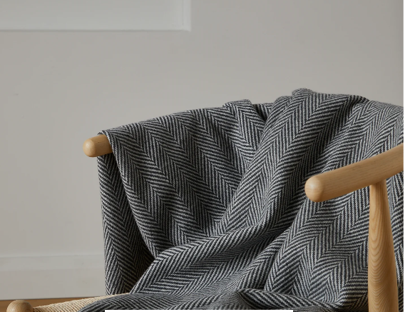 Foxford Belleek Cashmere Throw - Oxford Grey