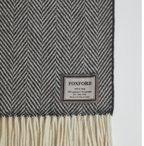 Foxford Belleek Cashmere Throw - Oxford Grey